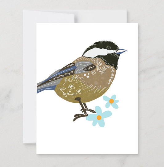 Chickadee Flower Card