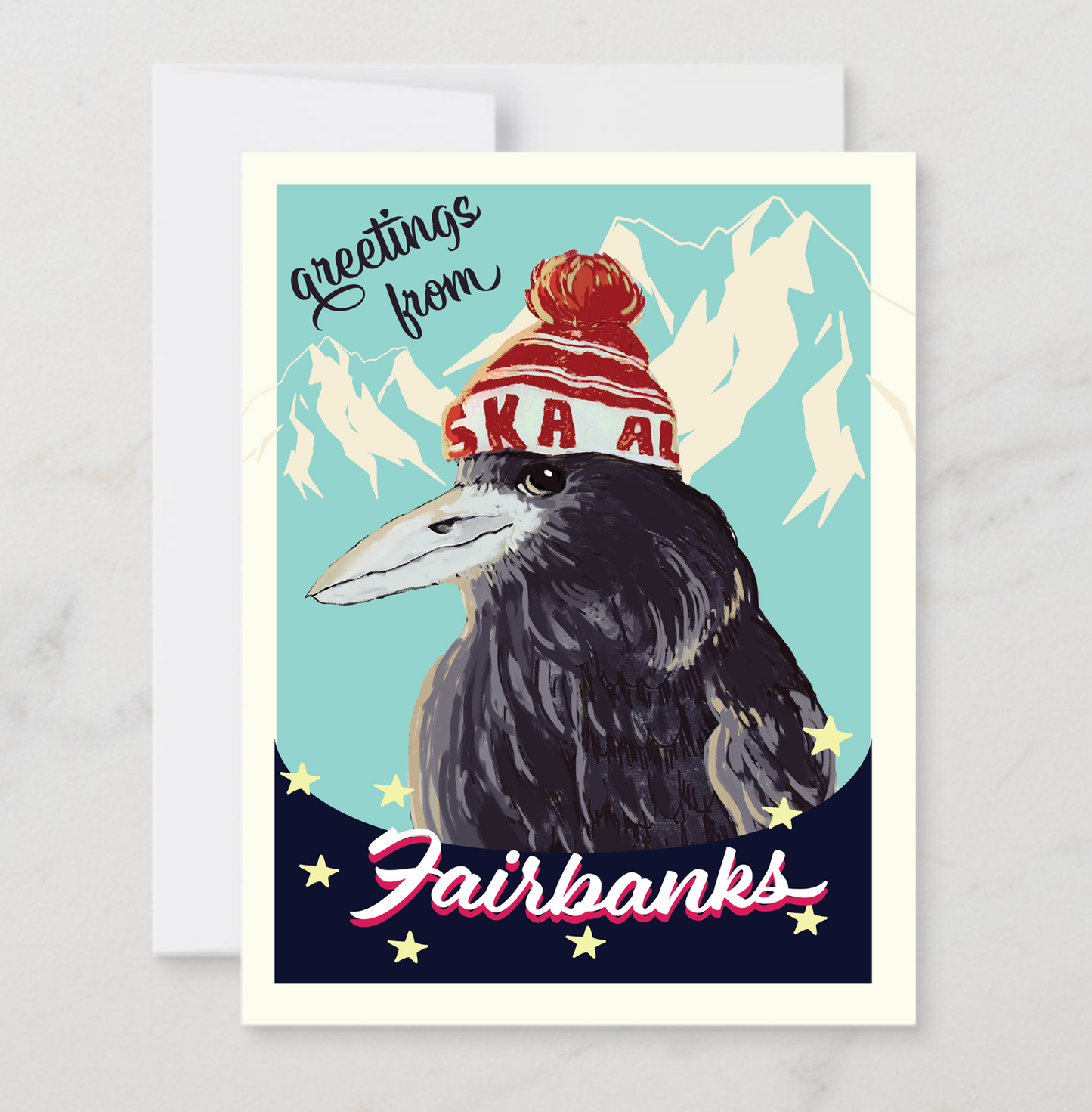 Greetings from Fairbanks Raven Card