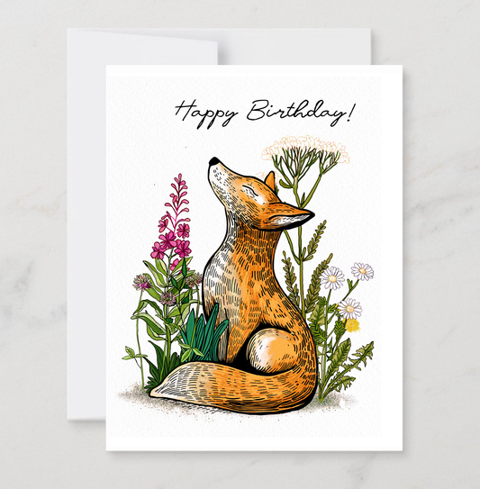Fox and Fireweed Happy Birthday