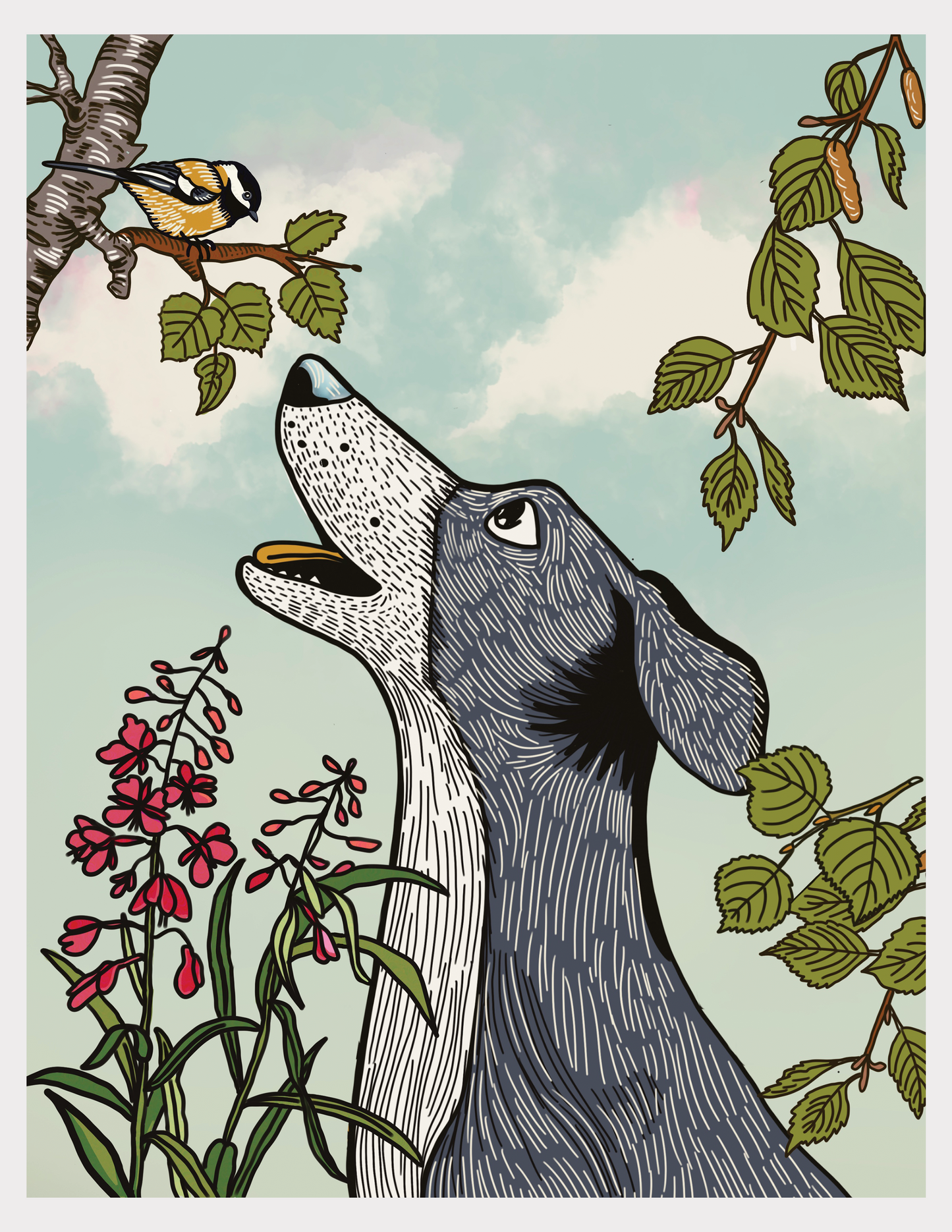 Dog and Chickadee