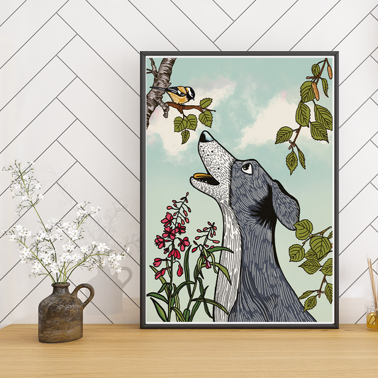 Dog and Chickadee